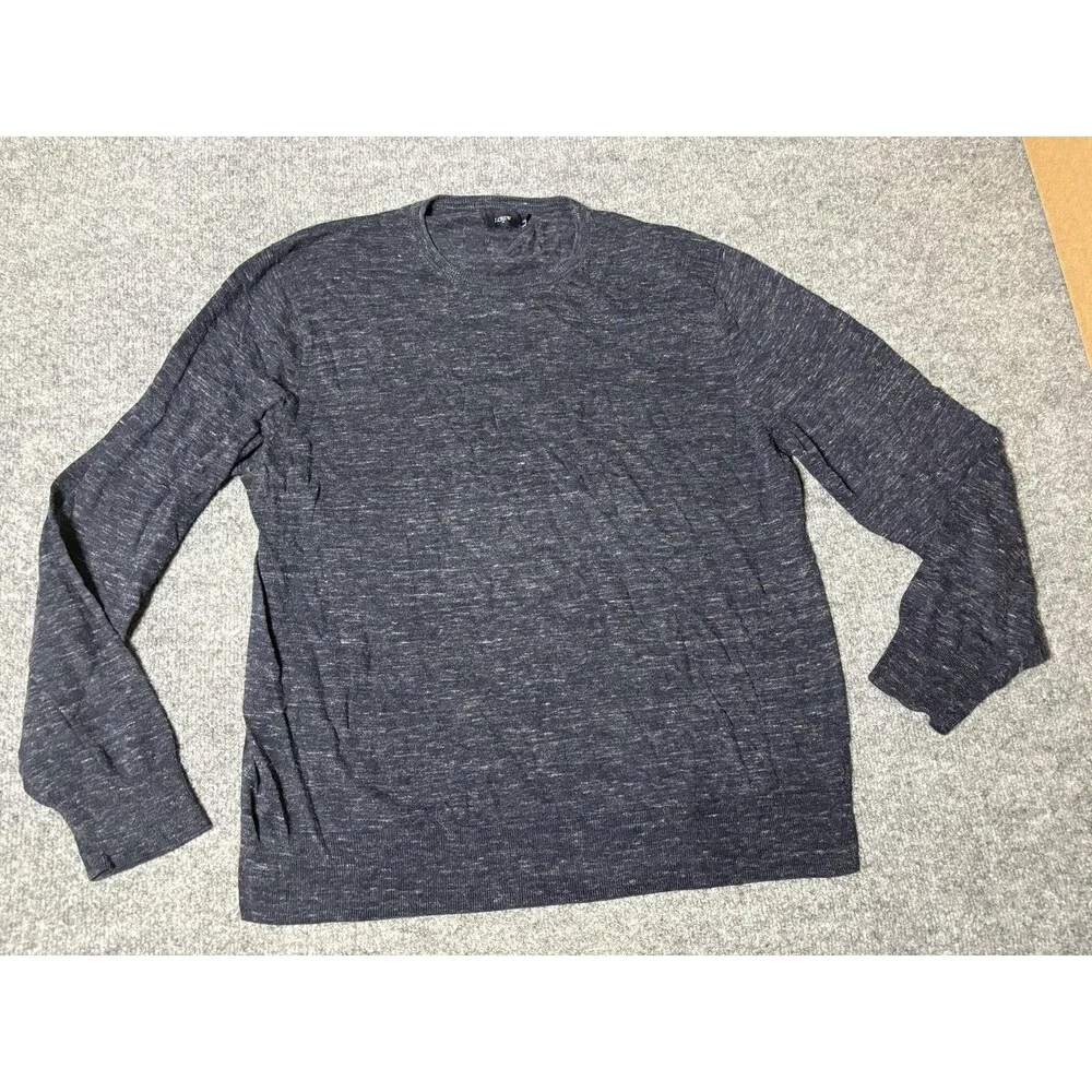 J.CREW Sweater Mens XL Blue Lightweight Cotton Acrylic Linen Crew Neck Pullover